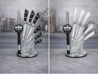 سرویس چاقو ۹ پارچه یونیک مدل UA-9001 | استیل ضدزنگ با پایه چرخشی