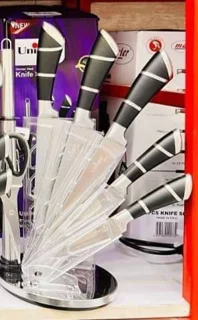 سرویس چاقو ۹ پارچه یونیک مدل UA-9001 | استیل ضدزنگ با پایه چرخشی