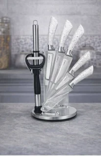 سرویس چاقو ۹ پارچه یونیک مدل UA-9001 | استیل ضدزنگ با پایه چرخشی