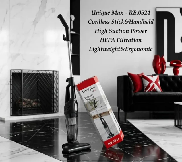 جاروبرقی عصایی یونیک مکس مدل RB-0524 | پرتابل، قدرتمند و مجهز به فیلتر HEPA