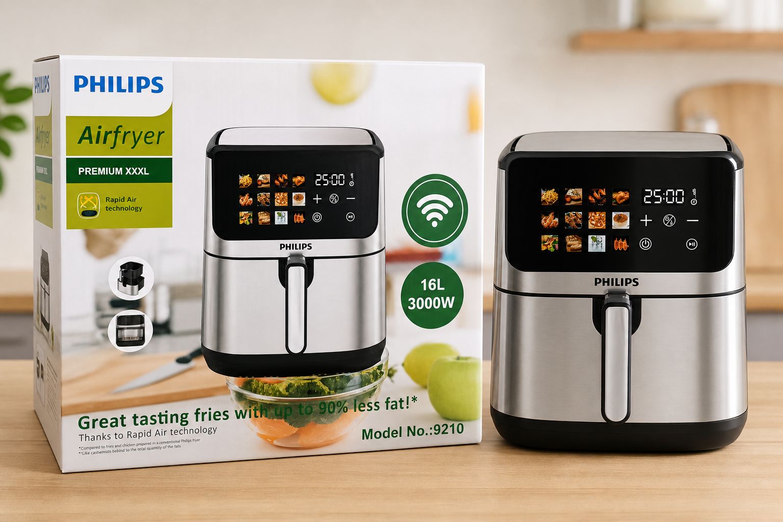 سرخ‌کن بدون روغن فیلیپس (Philips) با ظرفيت 16 ليتر مدل 9210 ؛ تجربه آشپزی حرفه‌ای با ظرفیت ۱۶ لیتری