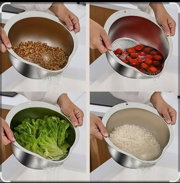 لگن استیل آبکش‌دار چندمنظوره