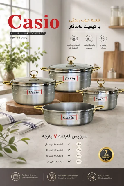 سرویس قابلمه ۷ پارچه آلومینیومی كاسيو (Casio)