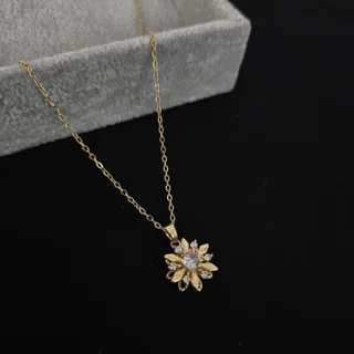 گردنبند استیل اسپینری یا چرخون طرح طلا و جواهری سواروسکی